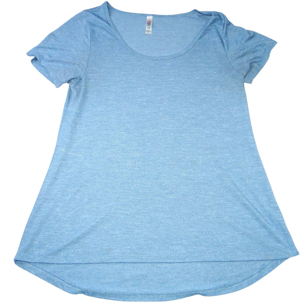 LuLaRoe Blue Heathered Scoop Neck Short Sleeve Tunic Top‎ Size L